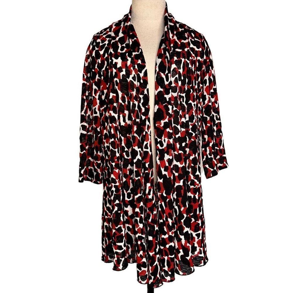 Ali Miles Burnout Leopard Mesh Cardigan Womens Medium Modern Colorful Chic